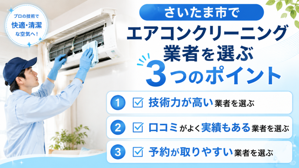 エアコンクリーニング業者を選ぶ3つのポイント